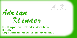 adrian klinder business card